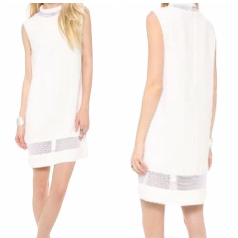 CAMILLA AND MARC White Mock Neck Honeycomb Dress